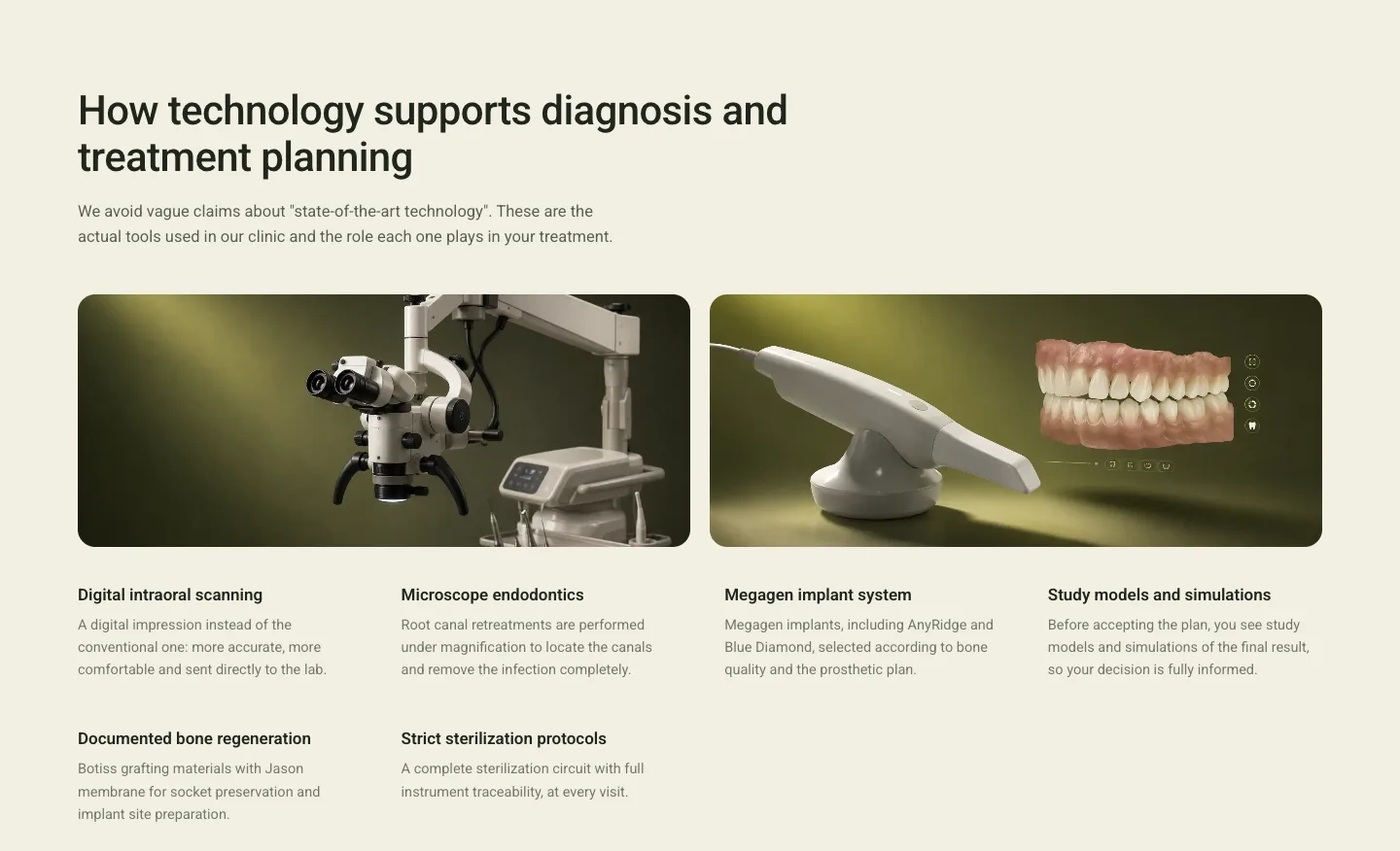 Technology section naming the clinical instruments