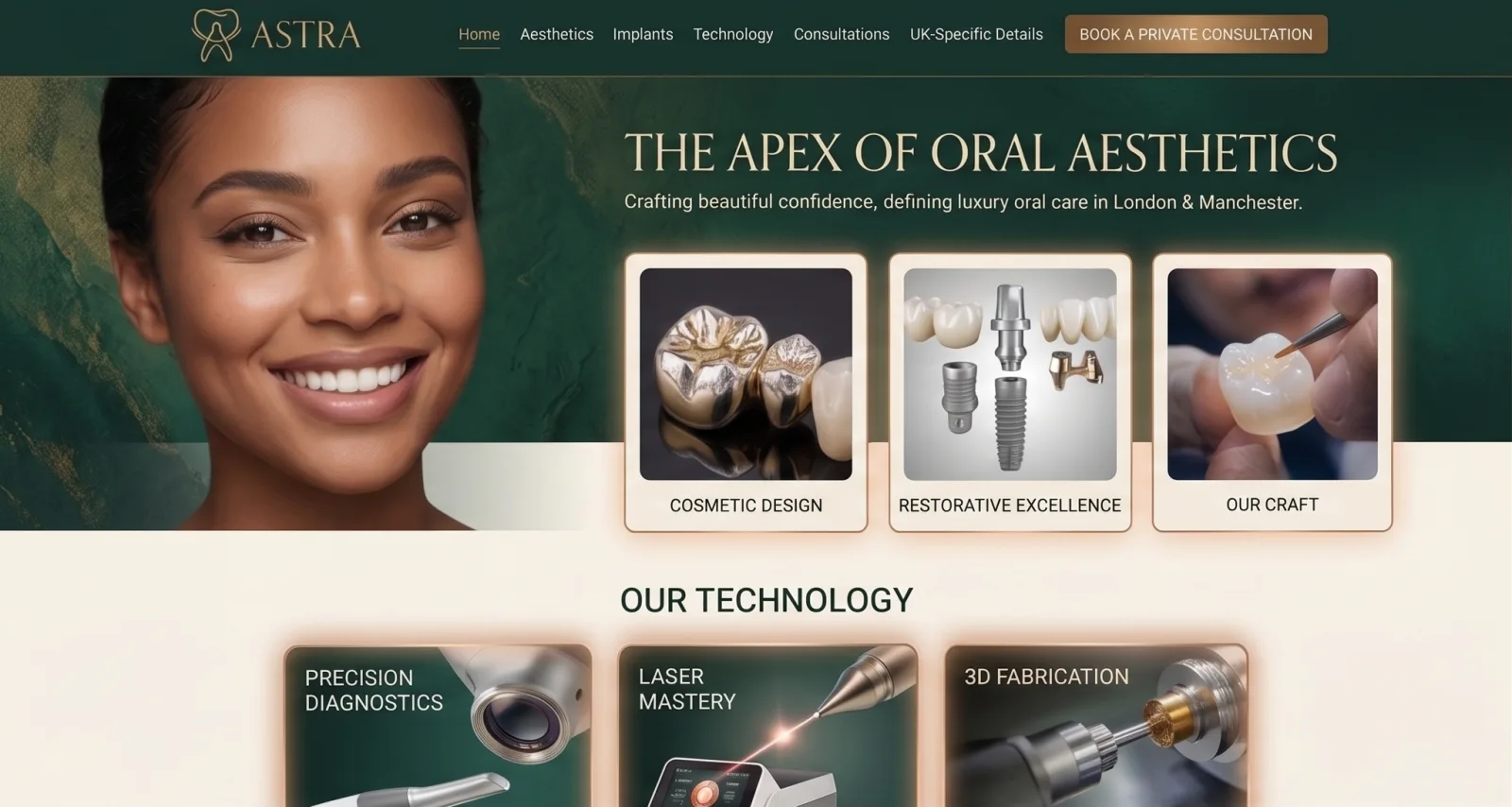 Example dental website we built - a luxury UK cosmetic and implant practice