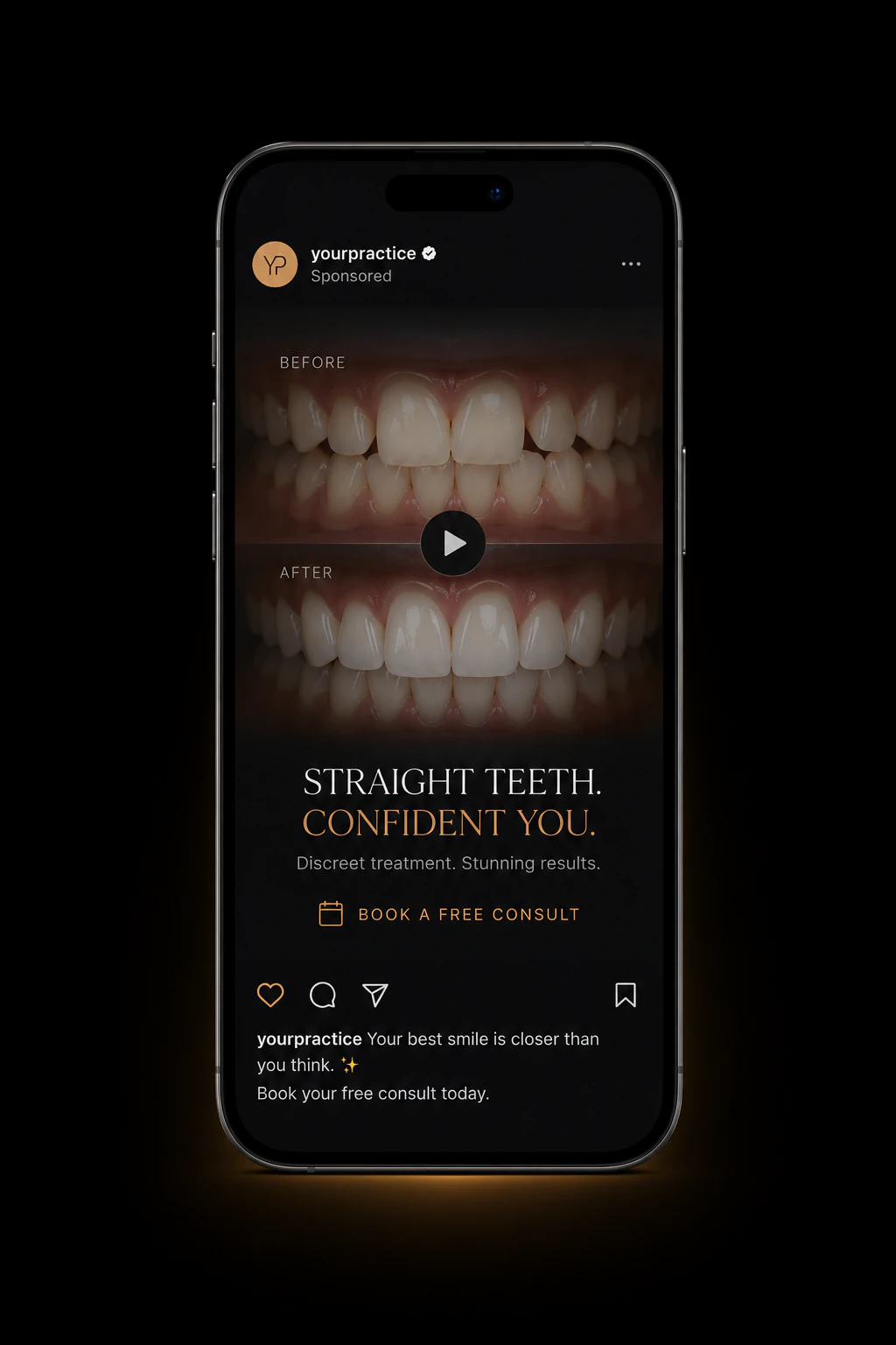 Patient sees the clinic ad on her phone